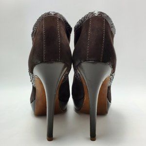 Alexandre Birman Brown Suede Python Stiletto Booties